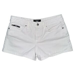 VTG Y2K l.e.i. Mini Jean Shorts White Denim Mid Rise Sz 3 / 29” Cotton Hot Pants